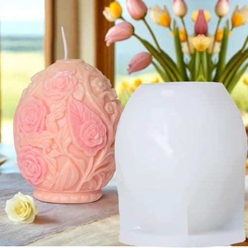 3D Easter Egg Candle MoldsCandle Molds for Candle Making Egg Soap Molds 3D Flower Egg Silicone Mold for Candles Soap Plaster Epoxy Resin and DIY Crafts