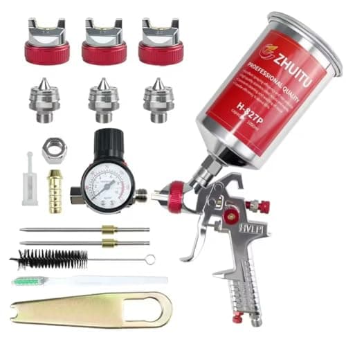 HVLP Air Spray Gun with 14172mm Nozzles Air Compressor Regulator Paint Gun Kit 1000cc Capacity Cup Air Spray Paint Gun for Car Primer PaintingFurniture SprayingWall PaintingBase Coatings