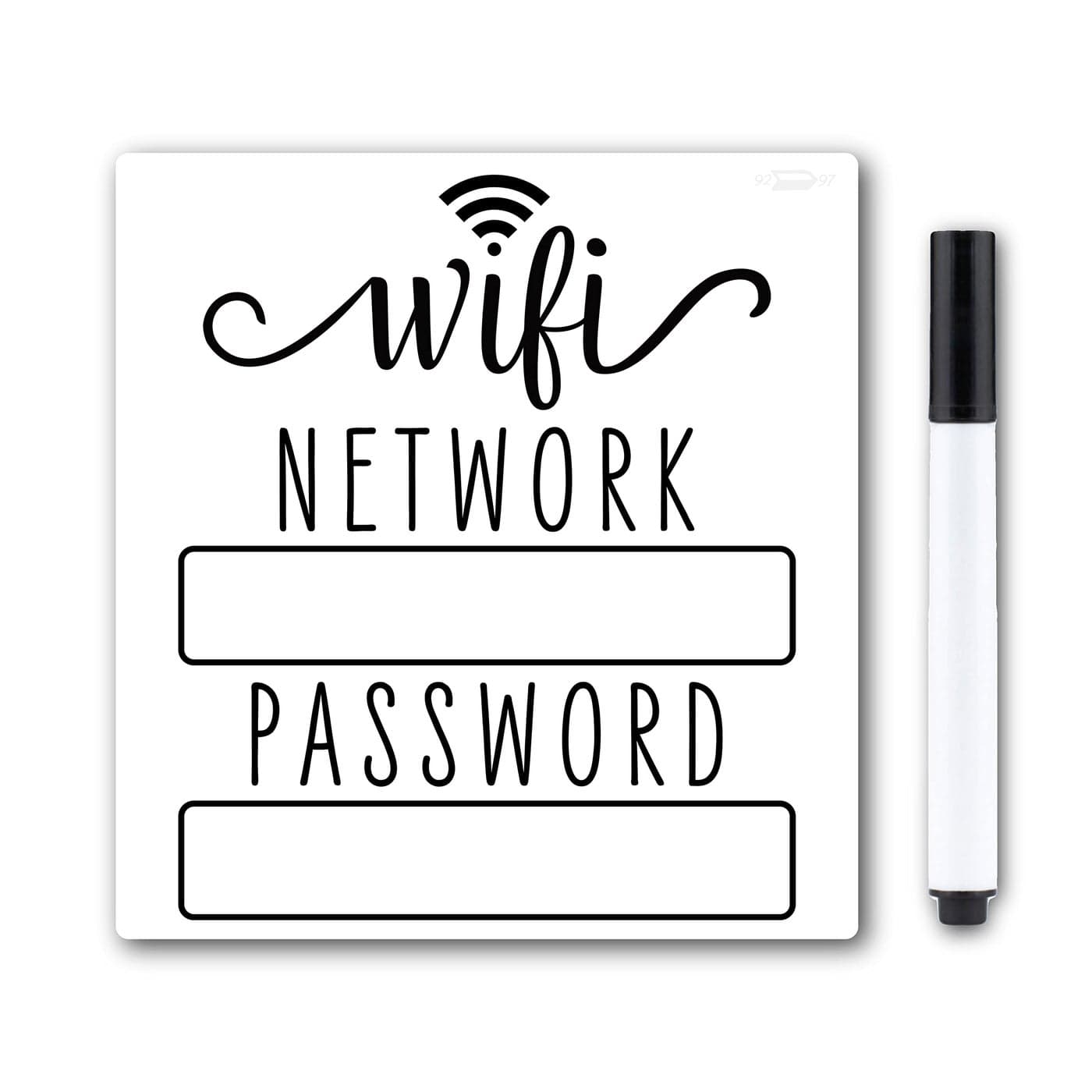 White Black WiFi Password Sign Fridge Magnet WiFi Sign with Black Wet Erase Pen Magnetic WiFi Password Sign for Home WiFi Sign for Guests Compatible with Airbnb Essentials for Hosts 475x50 in