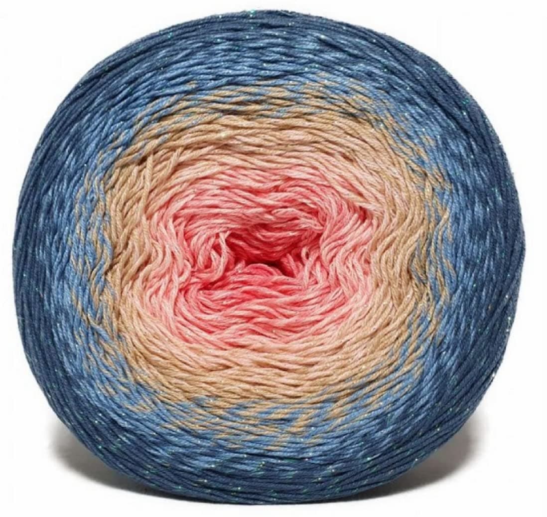 Yarn Art YarnArt Flowers Moonlight Glitter Cotton Yarn Weight 917oz Length 1093 Yards Rainbow Crochet Metallic Lurex Handknit Shiny Silvery Cake Multicolor CottonRainbow Crochet 3262