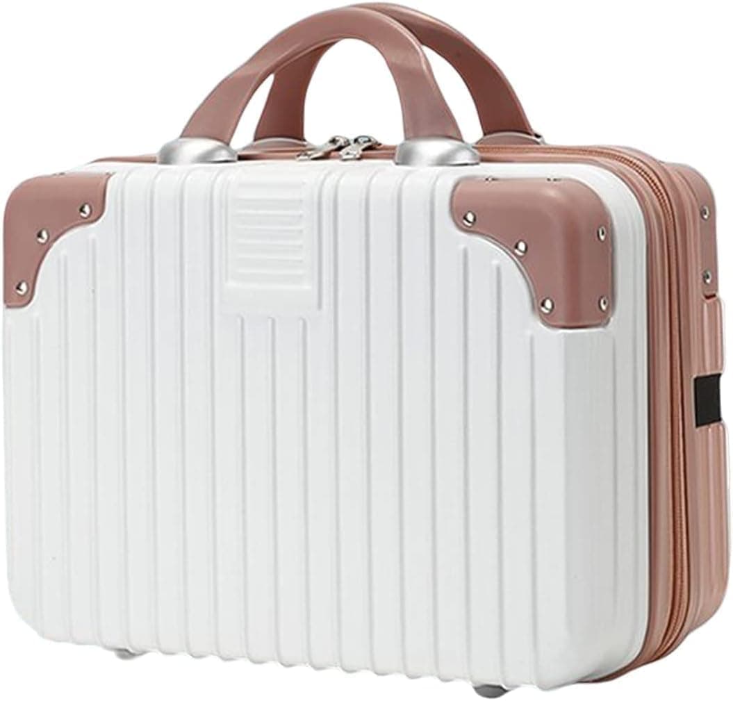 HENIRAG Portable Makeup Travel Case Hand Luggage 12 Inch PressureProof ABS Carrying Makeup Case Suitcase with Elastic Band Small Hard Shell Cosmetic Case for Travel Camping Women Girl Design1