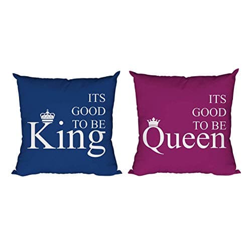 YaYa cafe Valentines Day Gift for Husband Wife It’s Good to Be King Queen Printed Cotton Cushion Covers 12 x 12 inches