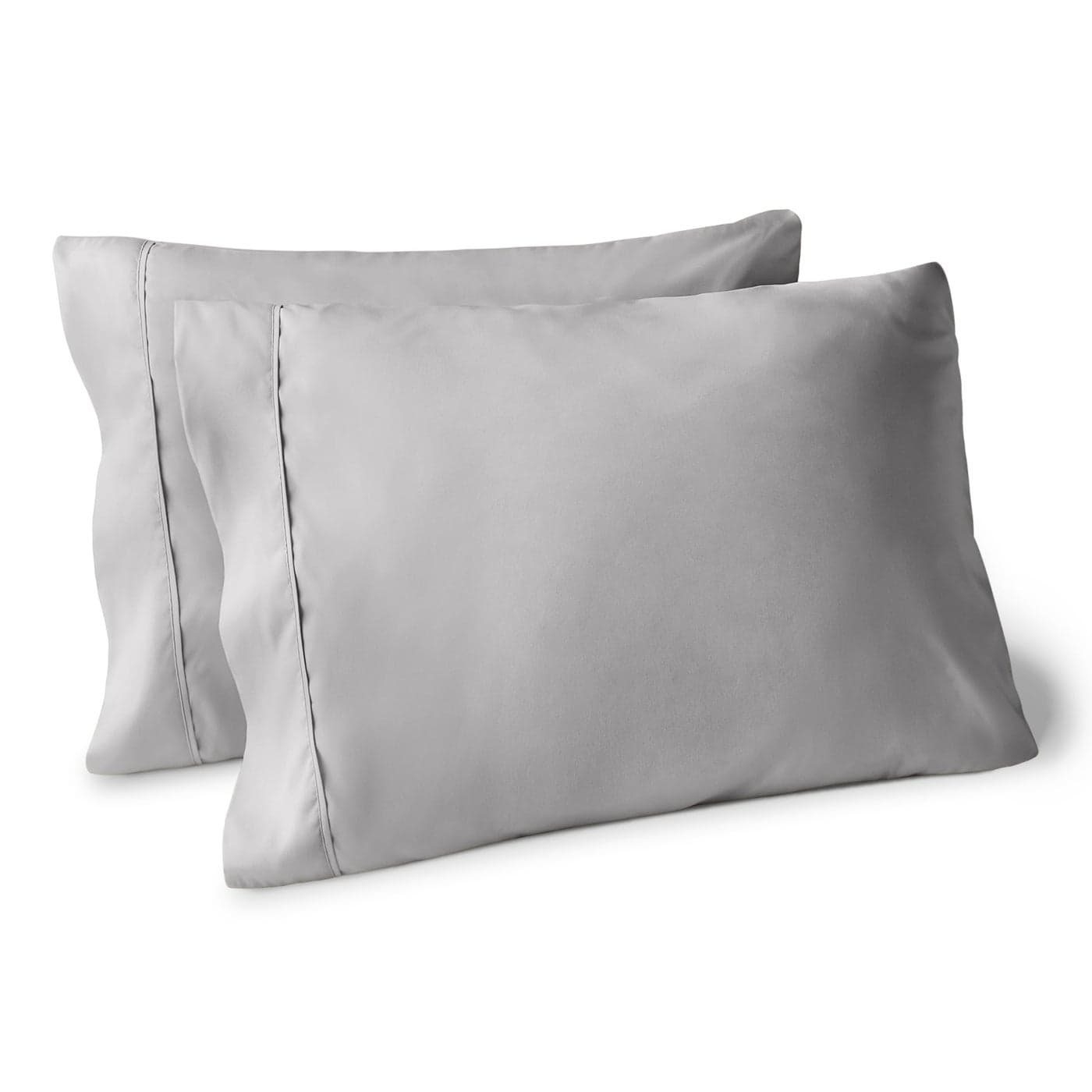 Bare Home Microfiber Pillow Cases - Standard/Queen Size Set of 2 - Cooling Pillowcases - Double Brushed - Light Grey Pillowcases 2 Pack - Easy Care (Standard Pillowcase Set of 2, Light Grey)