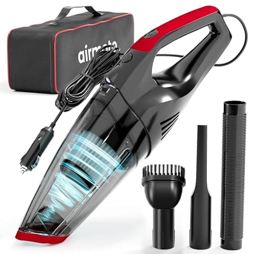 Airmoto Car Vacuum Cleaner High Power with 16 Ft Cord - 12V Portable Handheld Vacuum Cleaner - Dust Buster with Strong Suction - Car Accessories for Women and Men