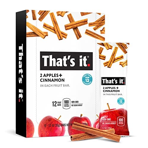 Thats it Apple Cinnamon 100 Natural Real Fruit Bar Best High Fiber Vegan Gluten Free Healthy Snack Paleo for Children Adults Non GMO No Added Sugar No Preservatives Energy Food 12 Pack
