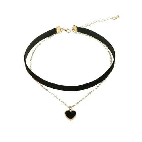 DAYANEY Black Choker Necklaces for Woman, Halloween Gothic Vintage Love Heart Necklace, Black Velvet Choker Adjustable Heart Jewelry Gold Chain as Anniversary Birthday Gifts for Women