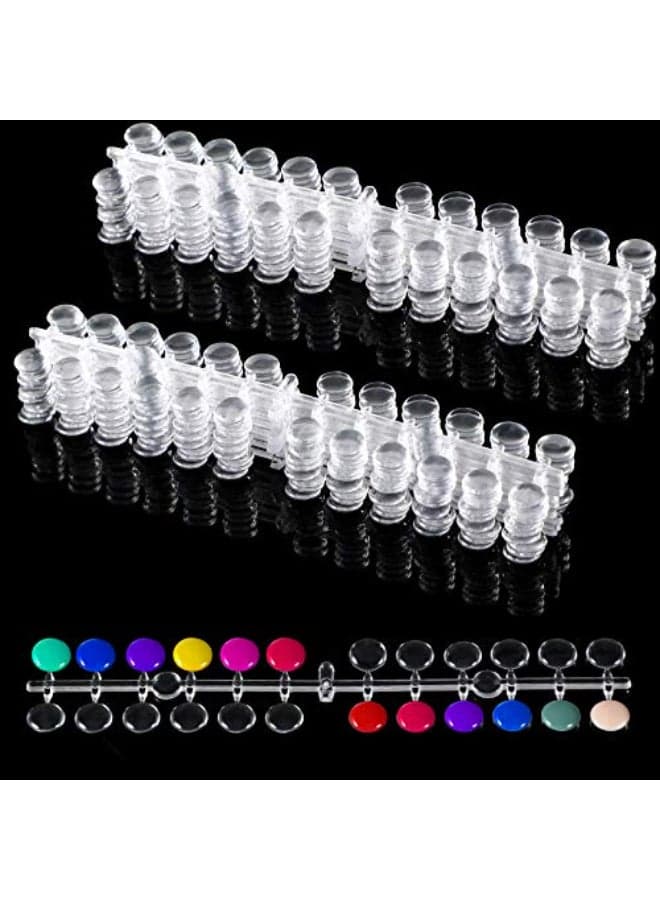 Maitys 480 Tips Round False Nail Display Tips Clear Nail Color Display Chart Card Sticks with Adhesive Sticker for Bottles Colorful Polish DIY Training Practicing Displaying
