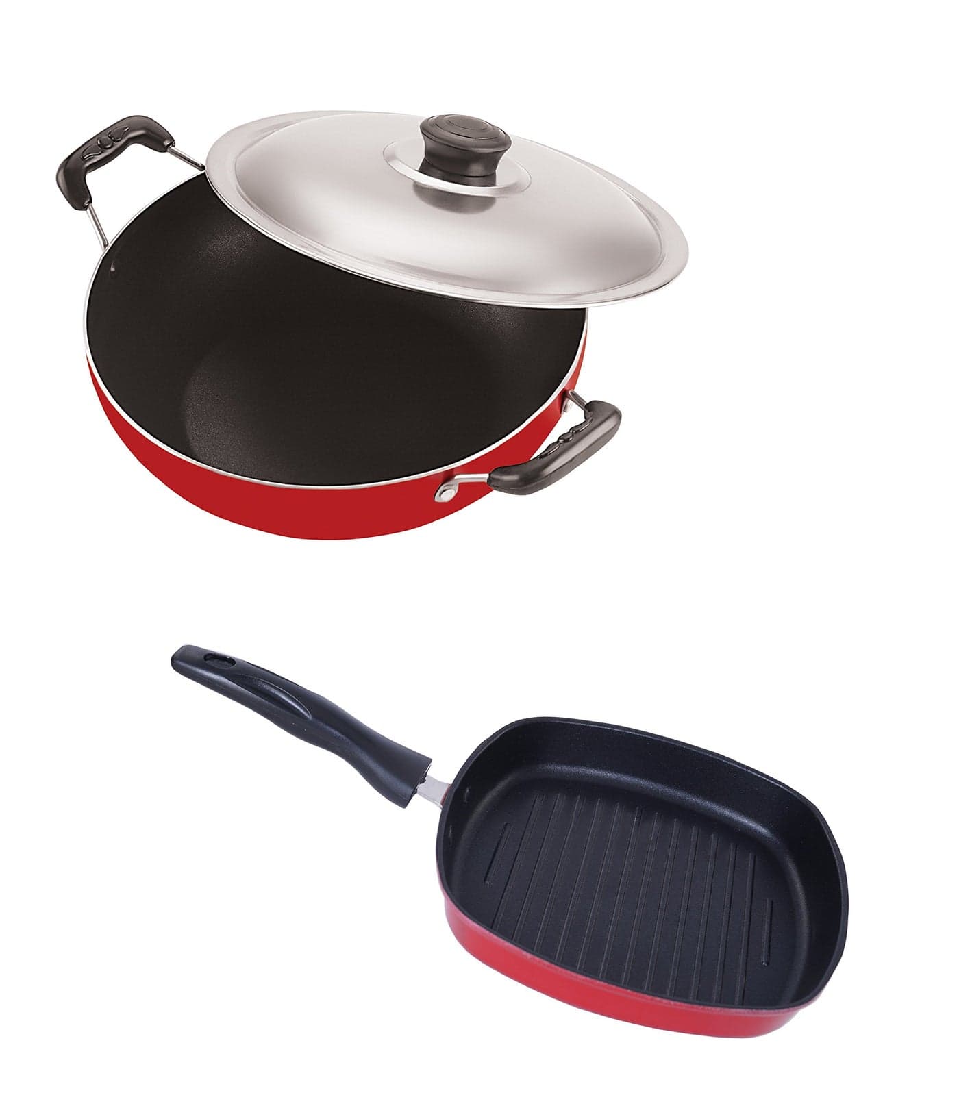 Nirlon Non-Stick Gas Compatible Stain Free Kitchenware Essential Set with Bakelite Handle, 2.6mm_DKD(M)_GP(22.5)