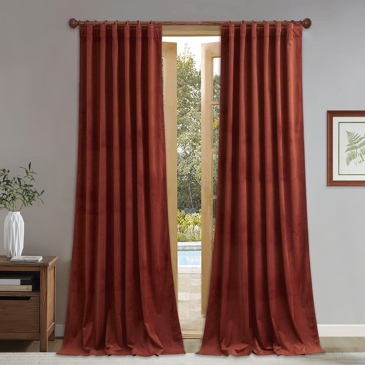 StangH Velvet Blackout Curtains for Movie Theater Rust Privacy Home Decor Drapes 96 inches for Christmas BackdropsSliding Glass Door W52 x L96 2 Panels