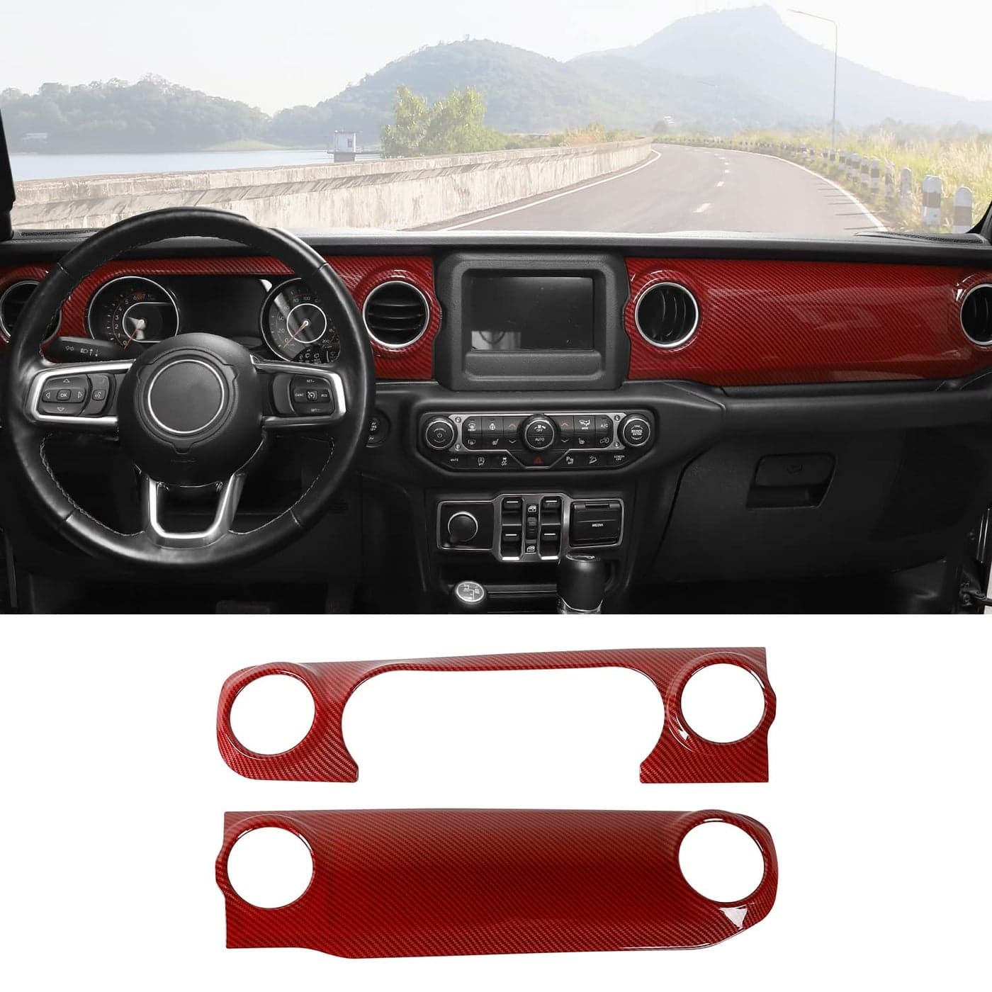 RTTCZ Center Console Trim Cover Dashboard Control Panel Cover Decorative Interior Accessories for Jeep Wrangler JL JLU Gladiator JT 20182022Red Carbon Fiber