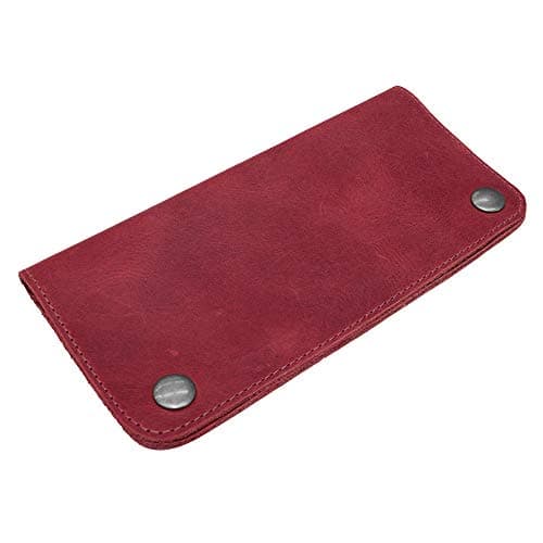 Hide Drink Double Snap Folio Wallet Rectangular Flat Bill Holder with Card Slot Night Bag Travel Accessory Full Grain Leather Handmade Sangria