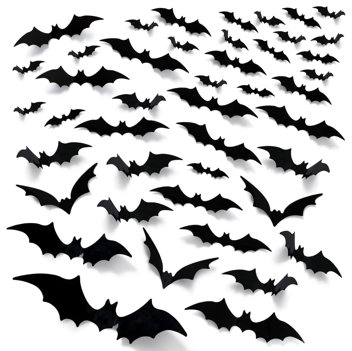 EkkoVla Bats Wall Decor 170Pcs 3D Bat Halloween Decorations Windows Stickers 6 Different Sizes PVC Black Bat Sticker for DIY Home Decor Indoor Hallowmas Party Supplies