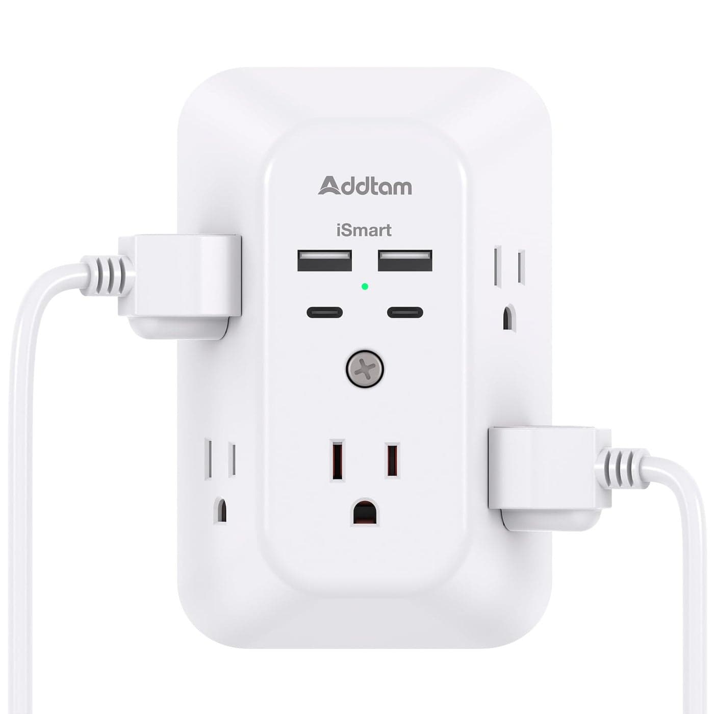 Surge Protector Outlet Extender - Addtam 5-Outlet Splitter with 4 USB Wall Charger(2 USB-C Ports), Multi Plug Outlet Power Strip for Home, Dorm Room Essentials