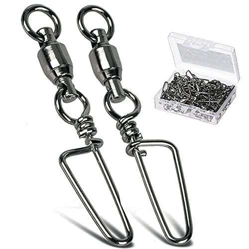AMYSPORTS Saltwater Connector Fishing Snap Swivel High Strength Snaps Swivel Freshwater Ball Bearing Fishing Swivels Stainless Steel Corrosion Resistant Black Nickel 25pcs 16lbs