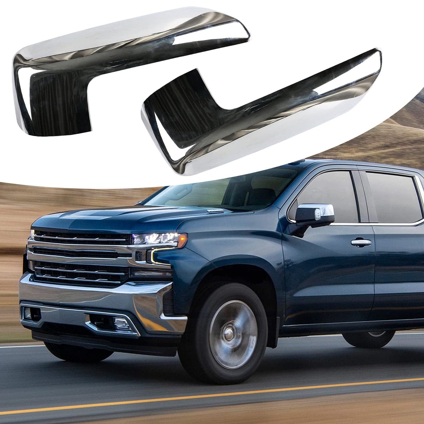 Chrome Mirror Cap Cover Trim Replace for 2019 2020 2021 2022 2023 2024 2025 Chevy Silverado 1500 and GMC Sierra 1500 Accessories Chrome