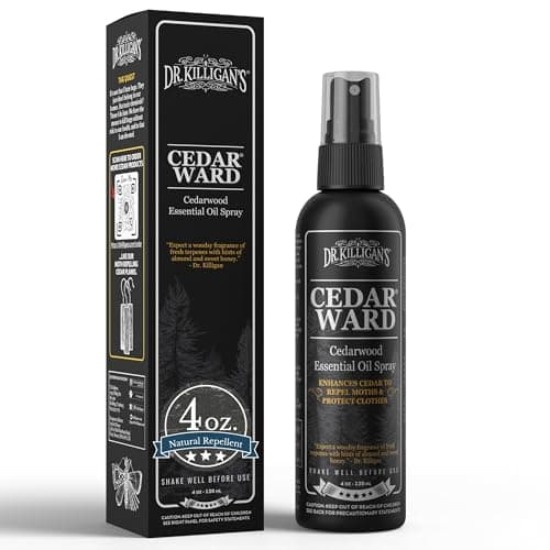 Dr. Killigan’s CedarWard Spray - 4 fl. oz. - Natural Cedar Oil Formula Restores Scent to Cedarwood Accessories, Closets, Drawers, Trunks, Chests, Pest and Moth Repellent for Clothes