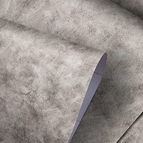 Ekmxmax 16"×118" Gray Concrete Wallpaper Peel and Stick Contact Paper Limewash White Stone Self Adhesive Waterproof Removable Textured Wall Cover for Living Room Bathroom Garage Basement
