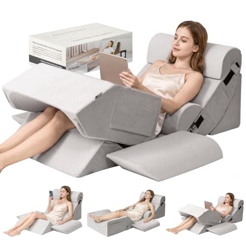 9PCS Orthopedic Bed Wedge Pillow Set for After Surgery Recovery, Body Positioners for Back and Leg Pain Relief, Adjustable Memory Foam Comfort for Sitting up in Bed, Ideal for Adult Acid Reflux & GERD
