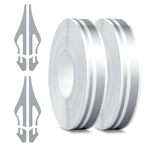 2 Rolls of Car Pinstripe Tapes Silver Pinstripe Body Sticker Vinyl Thin Car Stripe Pinstripe Tape for Motorcycle Car Racing DIY Body Sticker Tape Silver