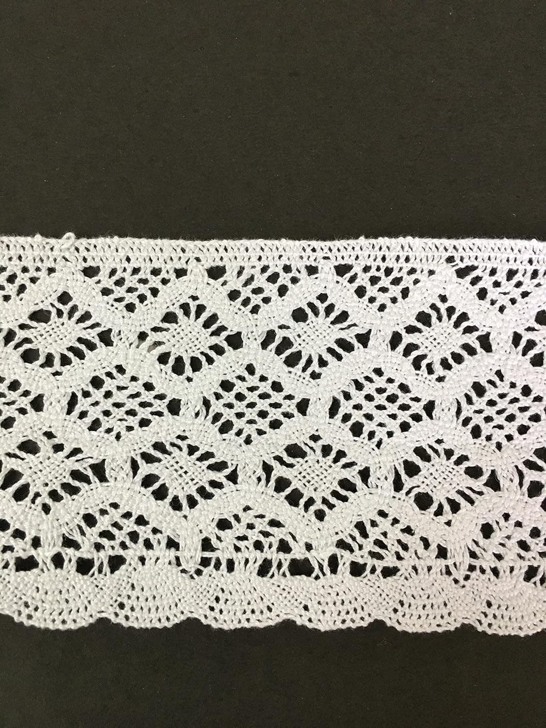 DaSync Sync Very Broad White Crochet 10 Cm Croshia Crosia LaceBorder Material For Trims Latkan Hanging Jhallar Tassel Embroidered Laces Applique Fabric Lace Sewing Supplies Cotton Work Lace 9 Metre