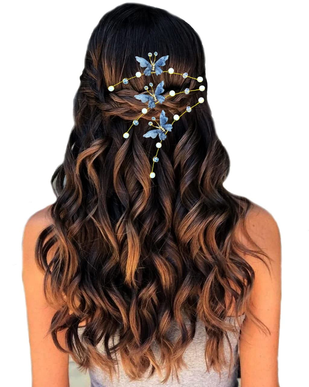 Hair Flare Women's/Girl's Artificial Butterfly Design Bridal Hair Accessories/Hairpin/Judapin/Judabun - 2261, Grey