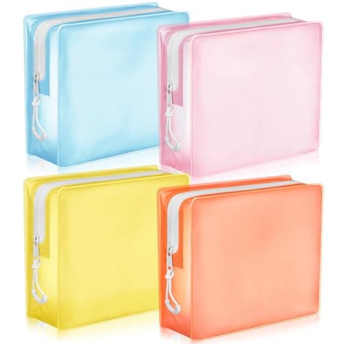 Locmeo 4 Pack TSA Approved Travel Toiletry Bags Frosted Translucent Leakproof Cosmetic Makeup Bags for Women Men Travel Organizer Airport SecurityPastel85 x 63 x 29 Inch