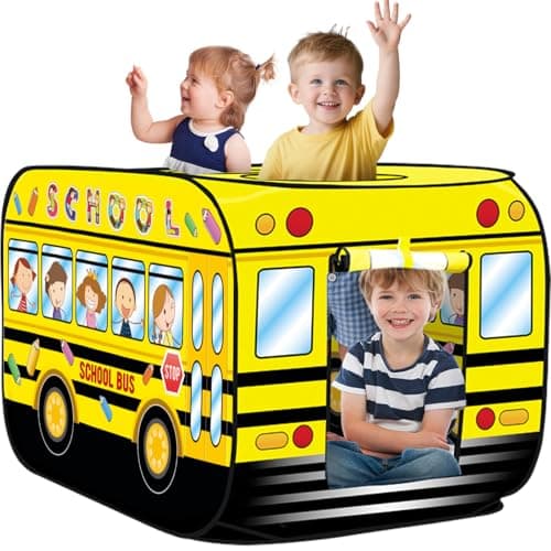 Dolanus School Bus Truck Play Tent Pop up for Kids Age 3 Playhouse Toys for 3 4 5 Kid Years Old Toddlers Boys Girls Indoor Outdoor School Bus Toy Birthday Gifts for 3 Year Old Baby