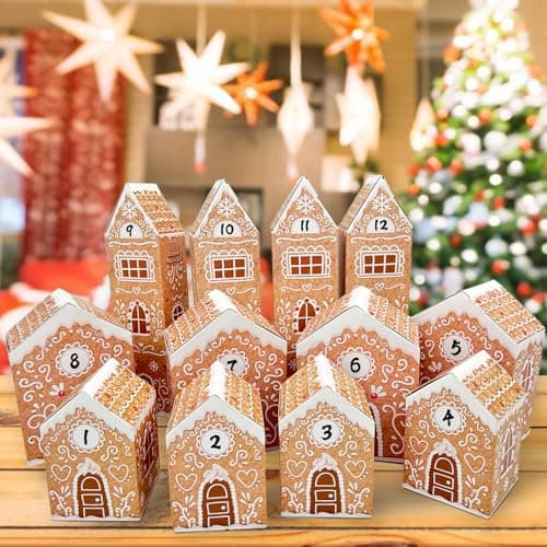 KALEFO Christmas Advent Calendars 2026 Cardboard Treasure Boxes with 124 Number Gingerbread Countdown Calendar Xmas Holiday Christmas Decorations
