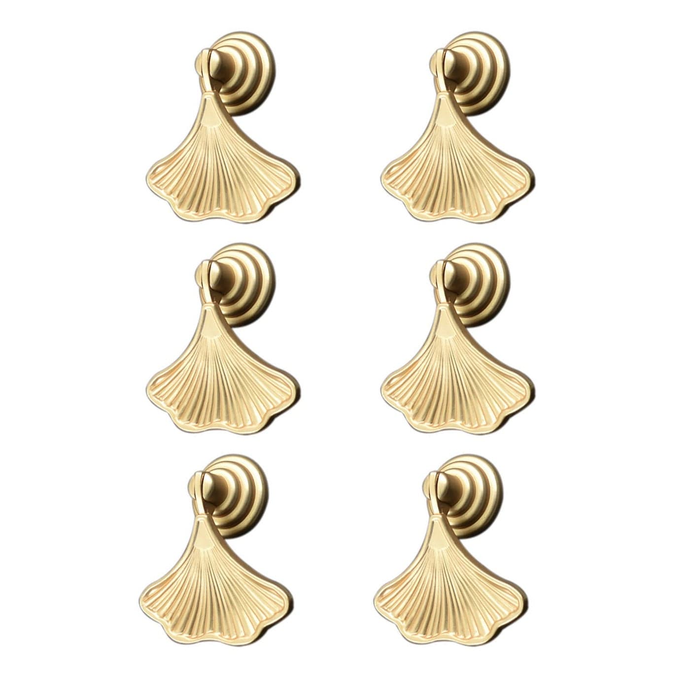 MOROBOR Ginkgo Leaf Shape Knob Handles 6pcs Golden Drop Pendant Pull Handle Hardware Drawer Single Hole Handle Leaf Pulls for Wardrobe Cupboard Closets Cupboard