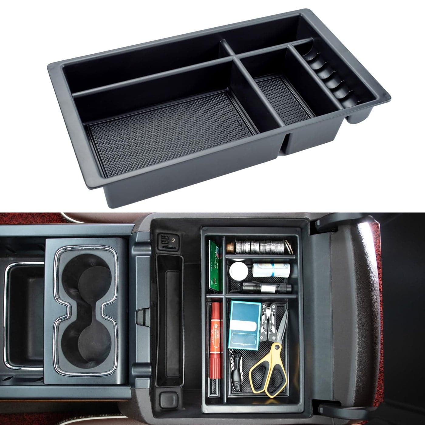 JKCOVER Compatible with 2014 2015 2016 2017 2018 Chevy SilveradoGMC Sierra 20152020 Chevy SuburbanTahoeGMC Yukon Center Console Organizer Tray Accessories Full Console wBucket Seats ONLY