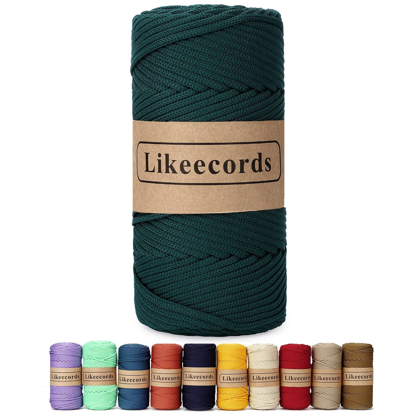 Likeecords 4mm Polyester Braided Macrame Cord 140Yards 426FeetElastic Yarn for Crocheting Bag Cord for DIY CraftsPlant Hangers Bag and Home DecorationsDark Green