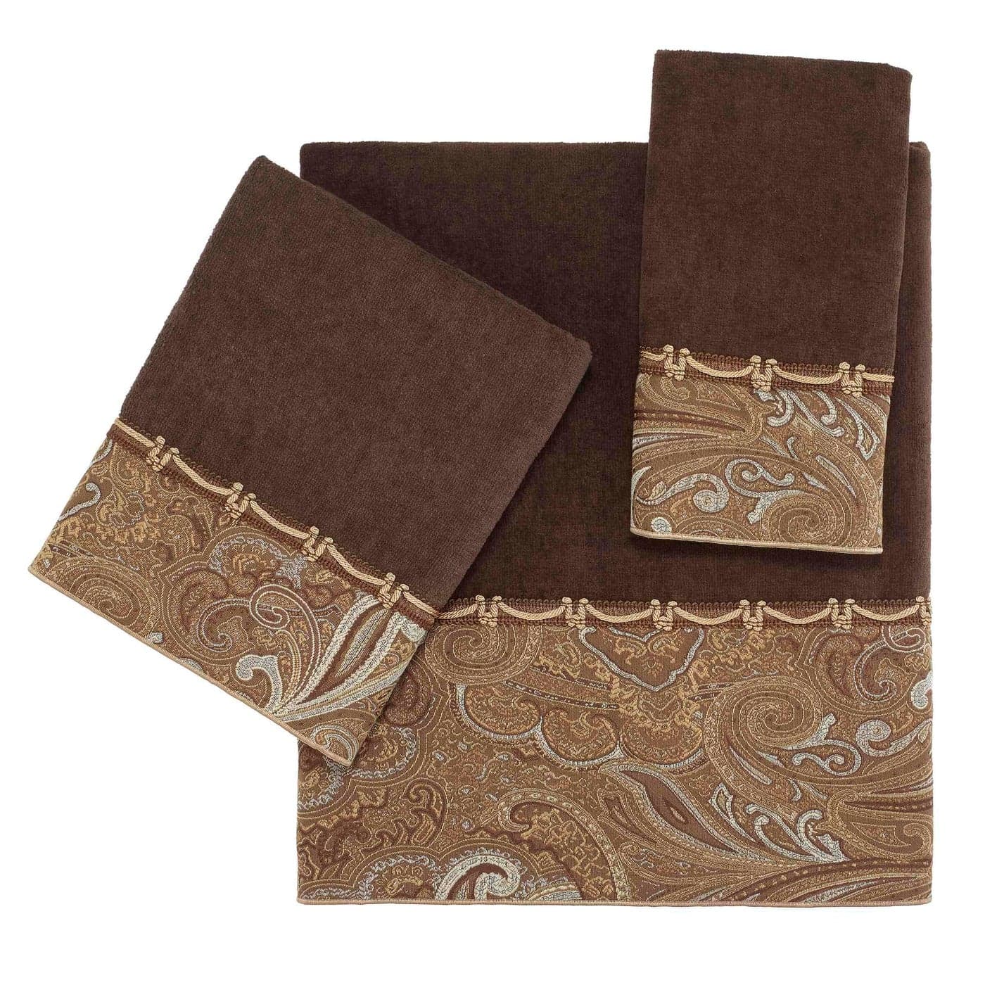 Avanti Linens 3pc Towel Set Soft Absorbent Cotton Towels Bradford Collection Java