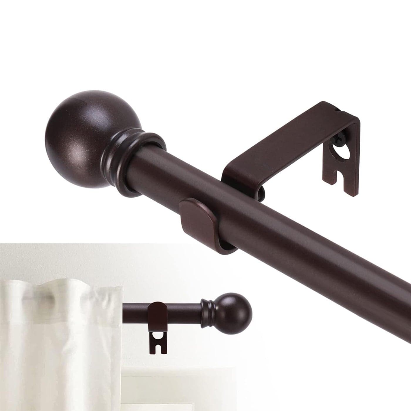 GXOACKJ Curtain Rods for windows 66120 inch 58 inch Decorative Brown Splicing Heavy Duty Metal Curtain Rod set with Brackets