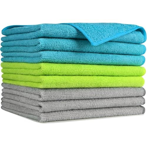 AIDEA Microfiber Cleaning Cloth-8PK, Soft Microfiber Towels for Cars, Absorbent Cleaning Rags, Lint-Free Streak-Free Wash Cloths for House, Kitchen, Window(12in.x16in.)