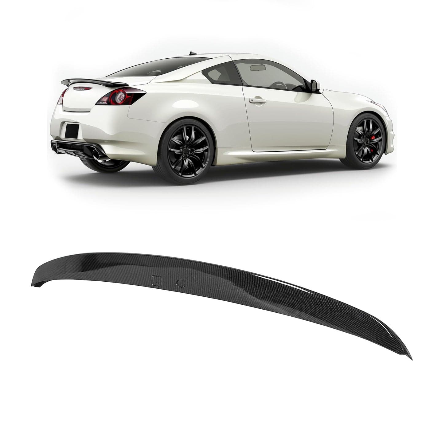 ECOTRIC Rear Trunk Spoiler Compatible with 20072015 Infiniti G35G25G37Q40 4 Door Sedan Model Predrilled Hole for ButtonCamera Rear Wing Lip Body Kit Carbon Fiber Printing Style