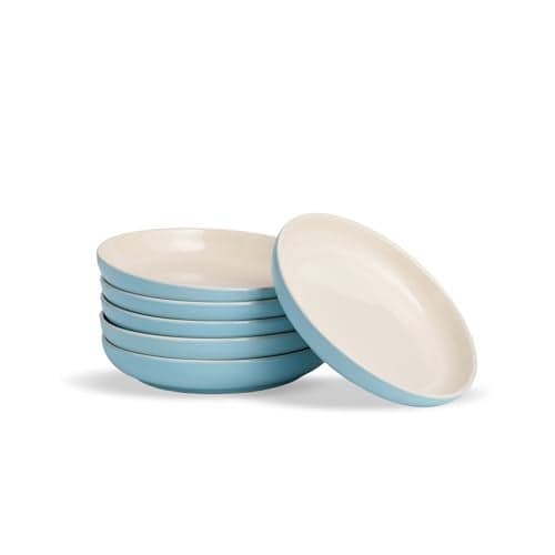 Shay Snack Plates Set of 6, Blue Slow Series | Glossy Finish | Snacks Plates Set of 6 | Dessert Plates | Snack Plate (Deep Snack Plates - Blue, 6pc)