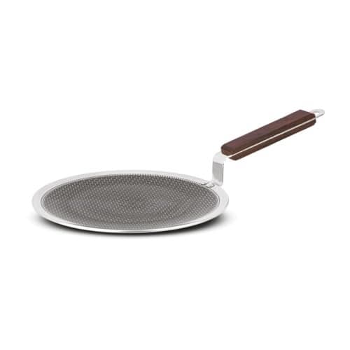 Orange Triply Stainless Steel Honeycomb 25cm Non-Stick Roti/Parathas/Concave Tawa | Scratch Resistant | Induction Friendly | Riveted Cool Touch Handle | 2.5mm Thickness | 5Year Warranty