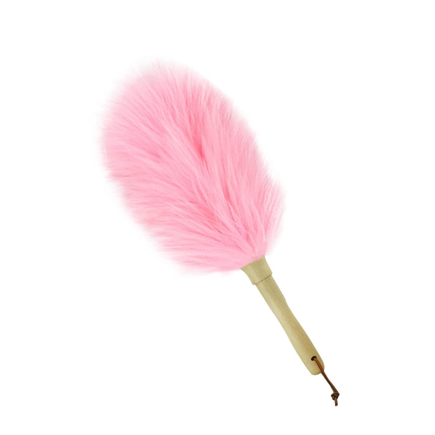 iHUFeather Lambswool Duster 14 Length Solid Wooden Handle Leather Hang Strap for Cleaning Ceiling Fans Window Blinds Computer Furniture Figurines TV Natural Feather DusterPink