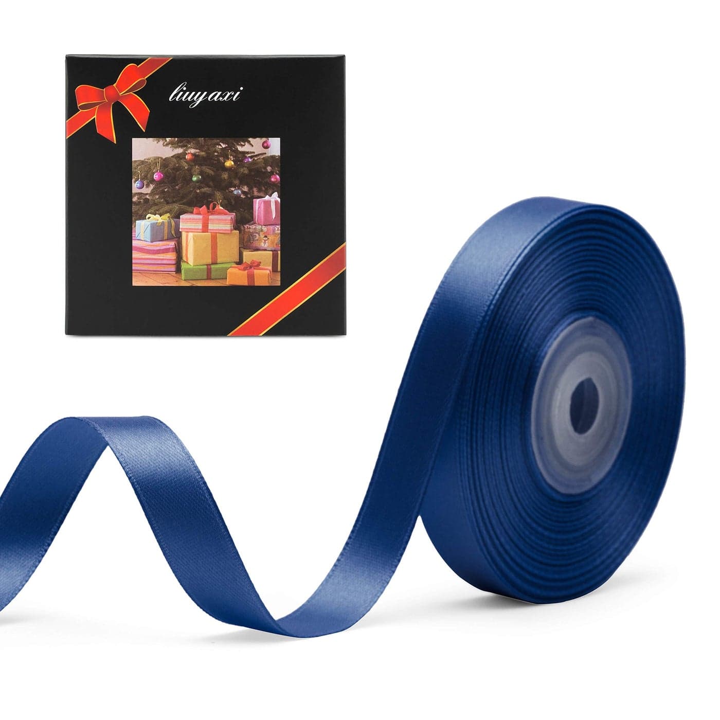 Solid Color Double Faced Navy Blue Satin Ribbon 12 X 25 Yards Ribbons Perfect for Crafts Wedding Decor Bow Making Sewing Gift Package Wrapping and More