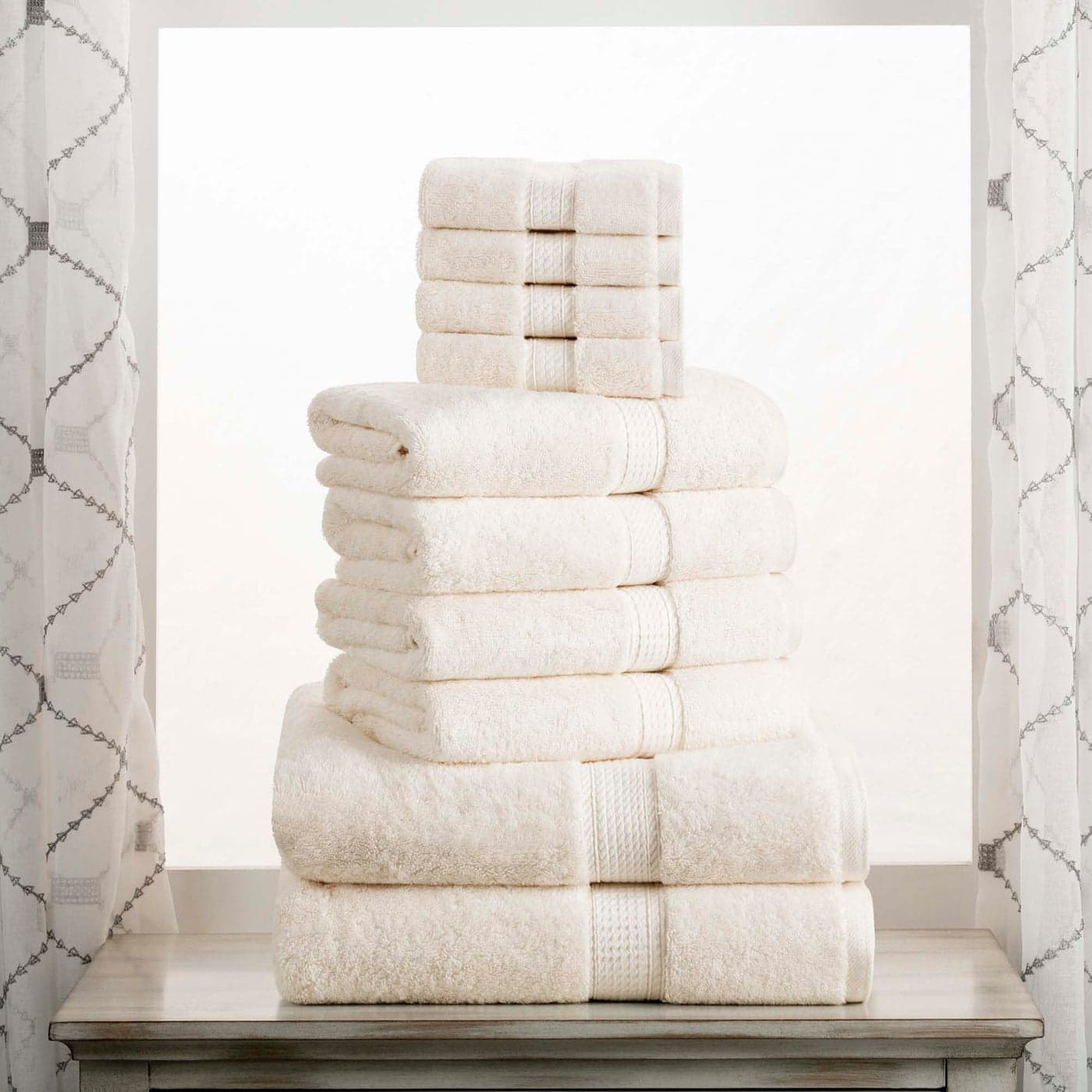 Superior Egyptian Cotton Pile 6 Piece Towel Set Includes 2 Bath 2 Hand 2 Face TowelsWashcloths Ultra Soft Luxury Towels Thick Plush Essentials Guest Bath Spa Hotel Bathroom Cream