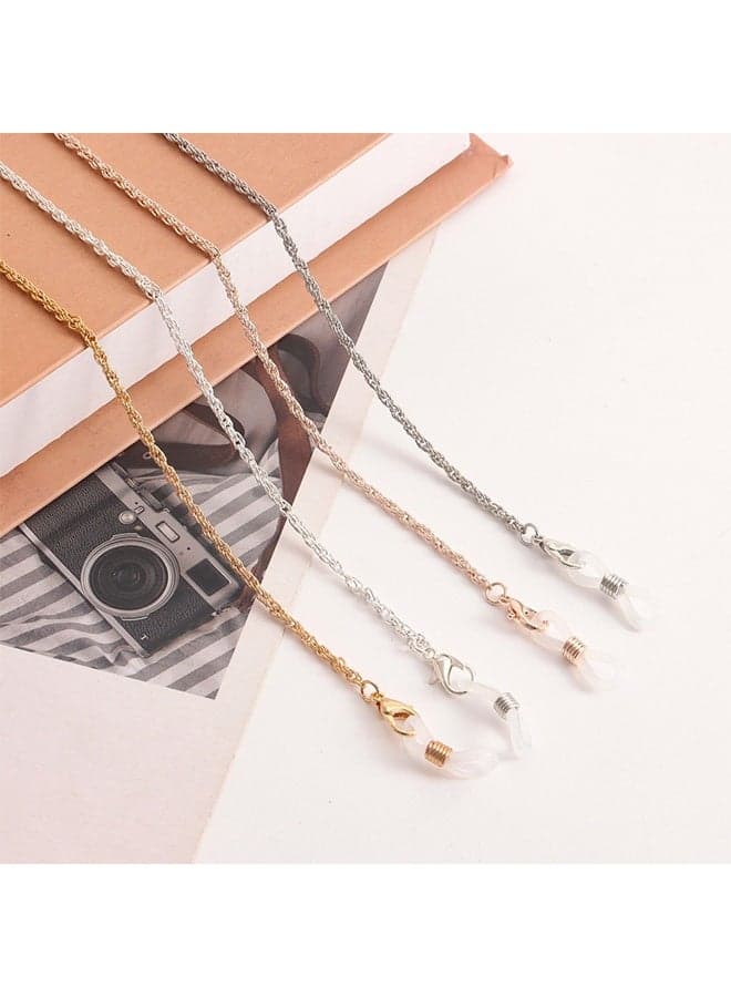 4 Piece Eyeglass Chains with Clips, Eyeglasses String Holder Strap Eyewear Metal Chain, Face Mask Lanyard Adjustable Hanging Chain