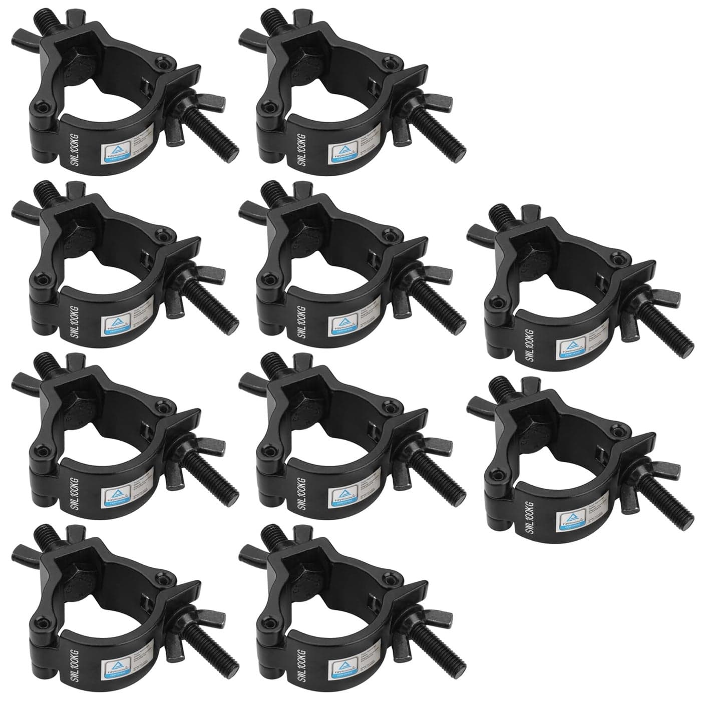 GBGS 10 Pack Black Truss ClampsAluminum Alloy DJ Light ClampFits OD 2 Inch Truss for Stage Lighting Projector Par LightsMax Load 220lbTUV Certificated ID1111246880