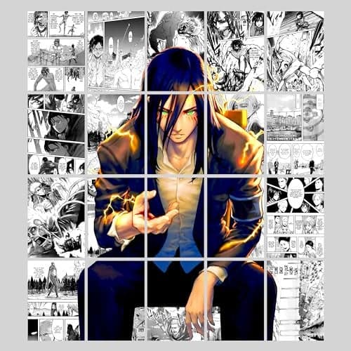 FlyBuy HUB Attack On Titan Anime Poster Merchandise, For Room Walls Decoration For Anime Lover (Set of 20 Poster) Size :17.78x25.4 CM Self-Adhesive Poster