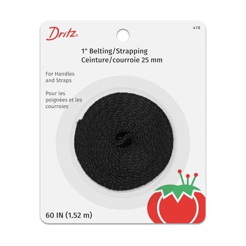 Dritz 1" Nylon Belting for Straps and Handles, 60" Long, Black