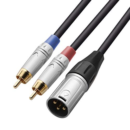 Tisino 2 RCA to XLR Male Y Splitter Cable, Unbalanced Dual RCA Male to 1 XLR Splitter Duplicator Lead Y-Cable Adapter - 3.3 feet
