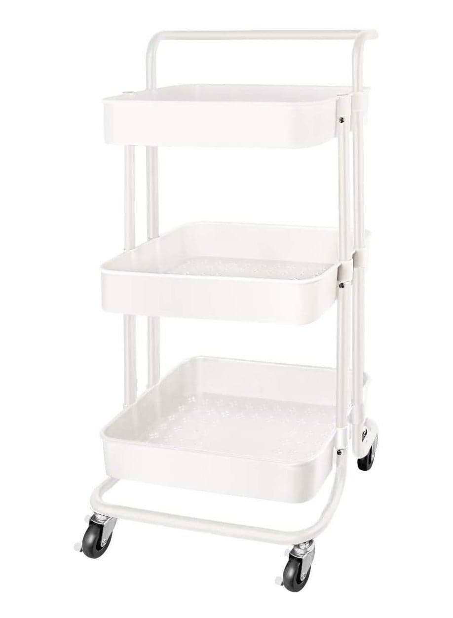 Storage Trolley Rolling Cart Utility Cart 3 Tier Kitchen Storage Cart With Wheels Trolley Bathroom Storage Organization Cart Storage Shelves Rolling Cart Kitchen Storage Cart Rolling Storage Cart