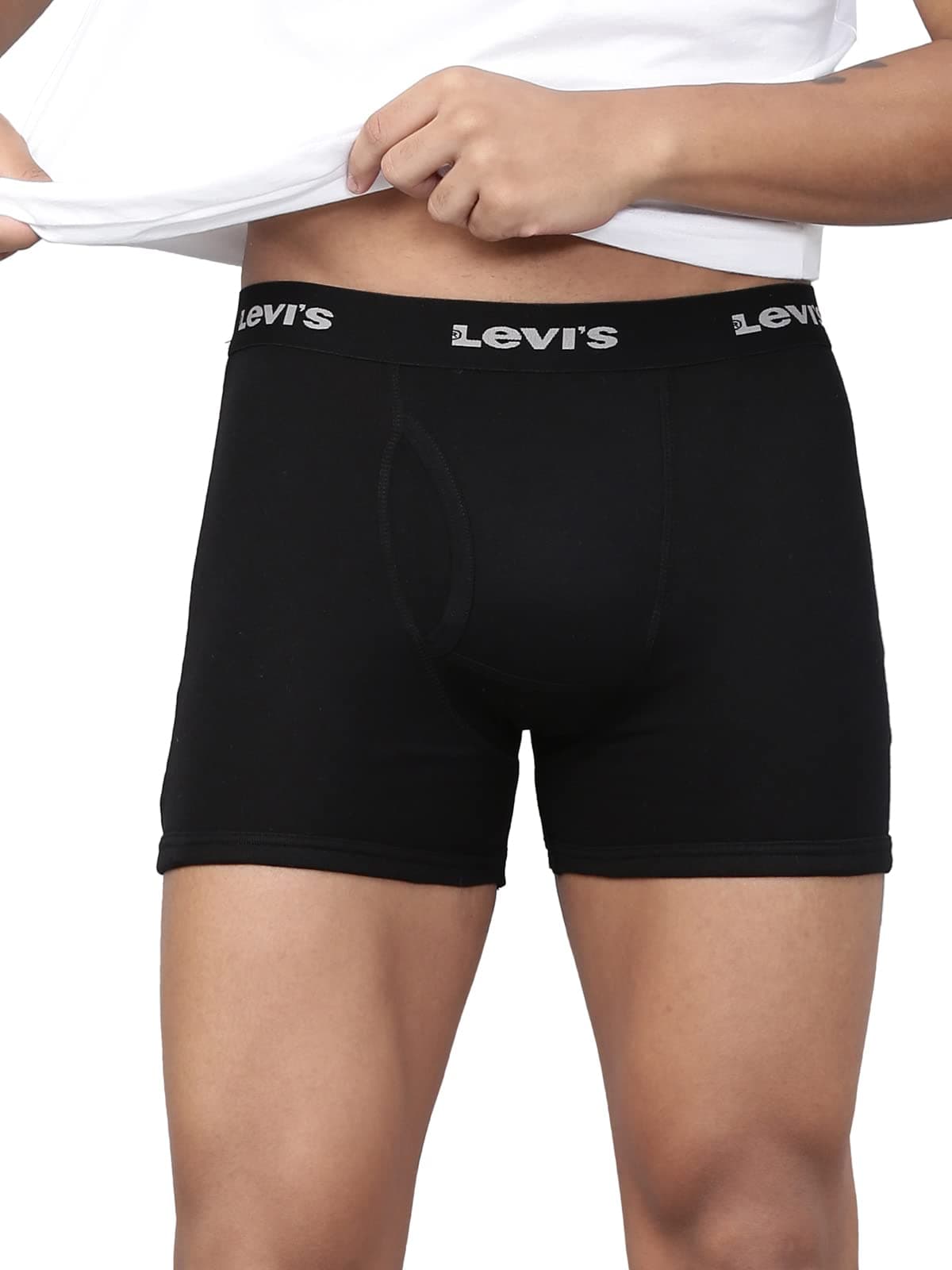 Levi's Cotton Men's Style #001 Classic Regular Fit Solid Boxer (001-BOXER Brief-BLK-P1_Black_M)