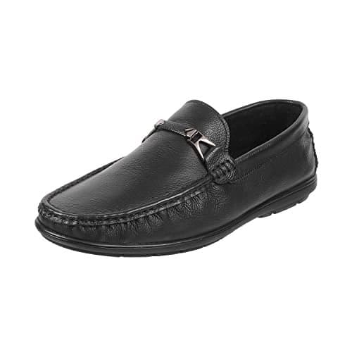 Metro Mens Leather Black Loafers (Size (10 UK (44 EU))