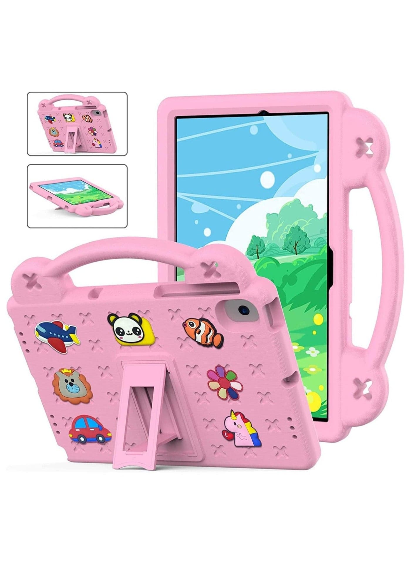 Kids Case Compatible with Samsung Galaxy Tab A8 10.5 Inch 2021 (SM-A8 X200/X205/X207), Heavy Duty EVA Foam Shockproof Cover Kids Proof Case with Stand (Pink)