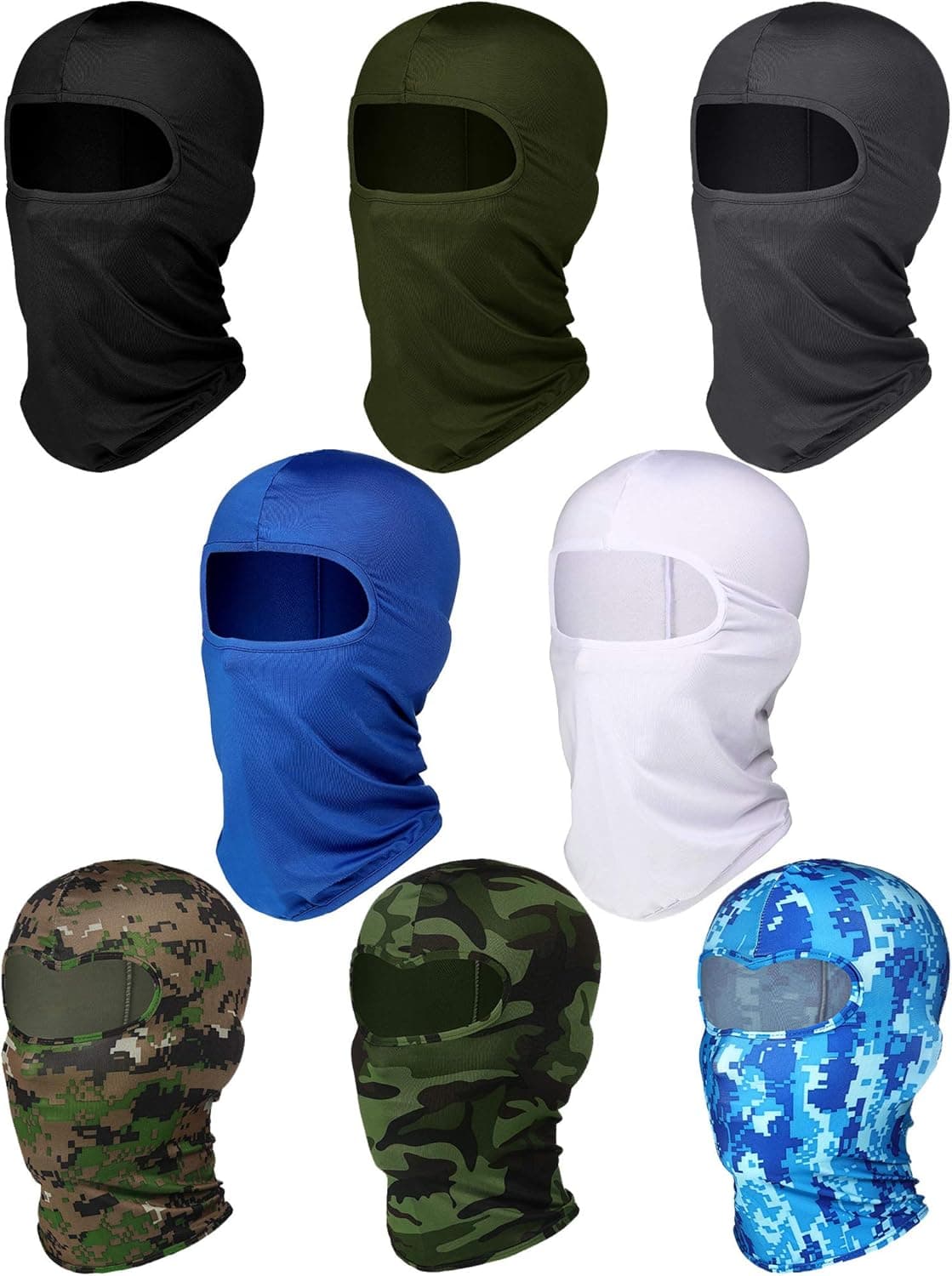 SATINIOR 8 Pieces Balaclava Face Cover Set - UV Sun Protection, Windproof Ski Masks in Classic Colors
